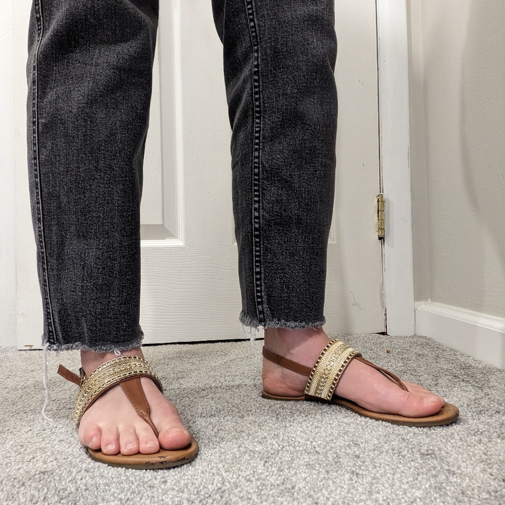 Gold flat sandals